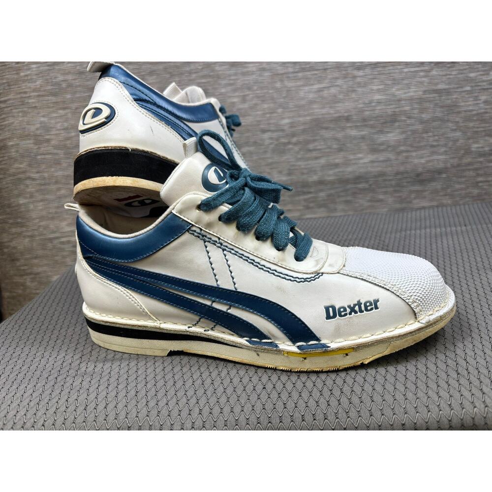 Dexter Bowling Shoes Mens 8.5M White Blue Right Hand Goodyear Sole Lace Up